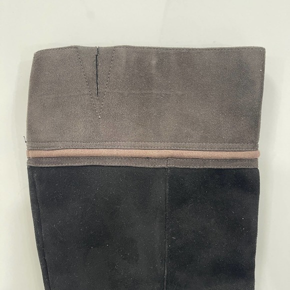 Rialto Black Gray Cordelia Patchwork Boots Zipper Suede Knee High Heel Almond 8M - Picture 11 of 14